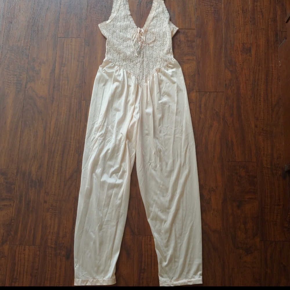 Vintage Lingerie Jumper Jumpsuit Lace Medium